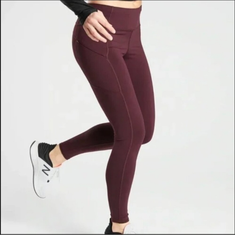 Athleta Contender Maroon Legging Tights - Size SP Small Petite